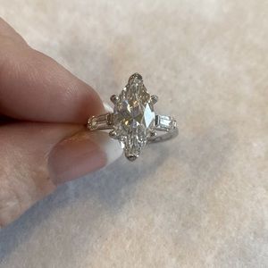 Sterling silver CZ marquis cut ring